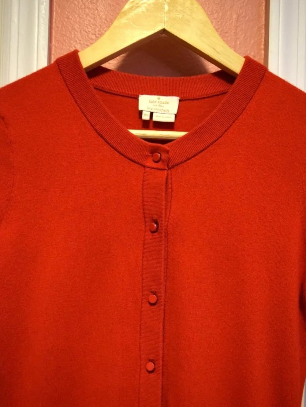 KATE SPADE SOMERSET RED BOW CUFF CARDIGAN